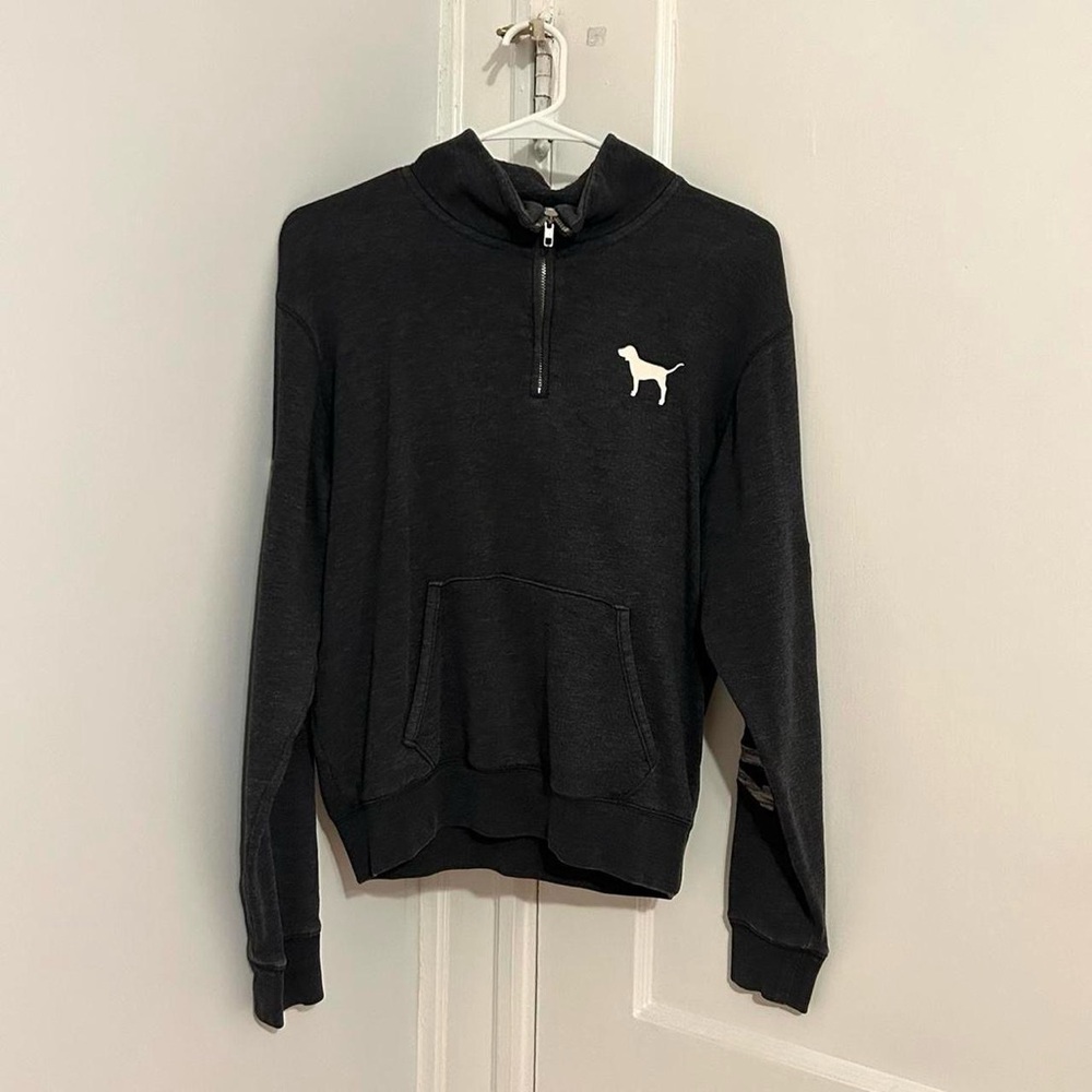 PINK Victoria's Secret Charcoal Half-Zip Sweater
